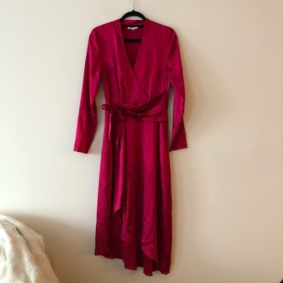 Equipment Asida Asymmetric Satin Dress in Amaranth - Picture 2 of 7